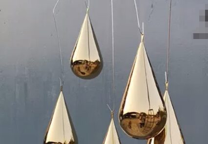 Luxury interior art Polish Golden water drop stainless steel sculpture