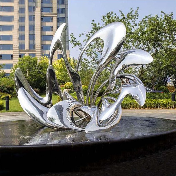Metal pond decoration Mirror Stainless steel splash sculpture for garden