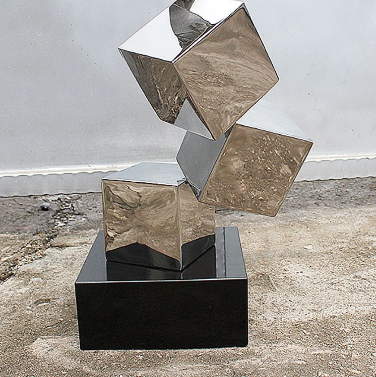 Mirror polishing Stainless Steel Cube combination Sculpture Novelty decoration