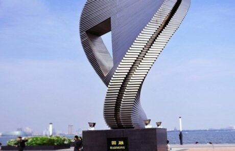 Public aesthetic art seaside landmark stainless steel city sign sculpture