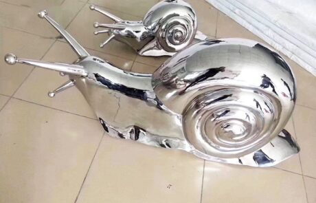 Realistic metal animal statues Mirror stainless steel snail sculpture