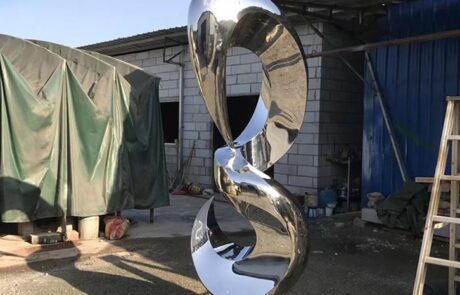Technology sense decorative mirror art design Stainless Steel ring Sculpture for Outdoor Decoration (1)