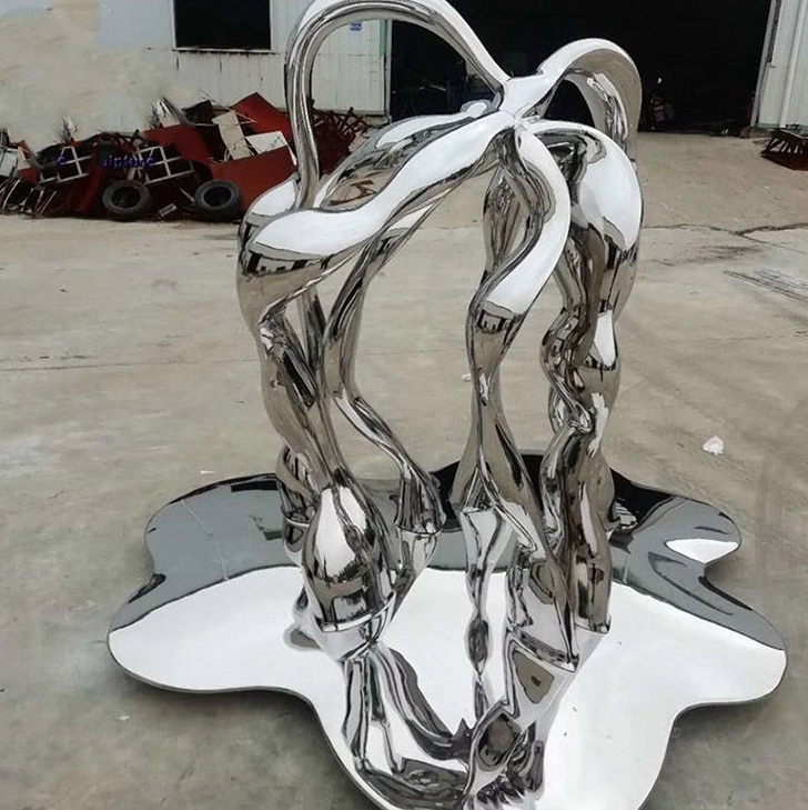 Technology sense decorative mirror art design Stainless Steel ring Sculpture for Outdoor Decoration (4)