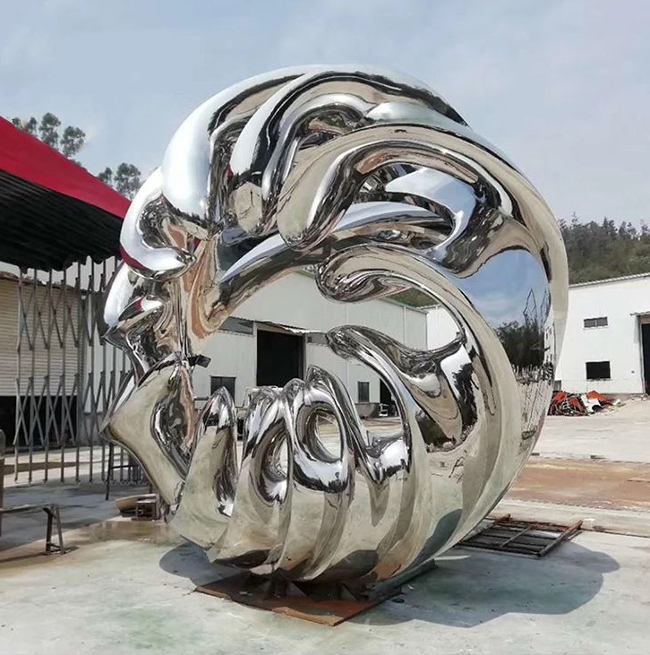 Technology sense decorative mirror art design Stainless Steel ring Sculpture for Outdoor Decoration (5)