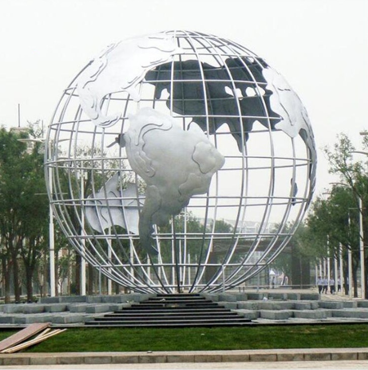 Textured metal global decoration Theme park Tellurion stainless steel sculpture