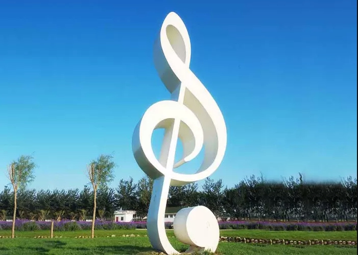 White Painted Out Door Stainless Steel Sculpture Music Note Sculpture