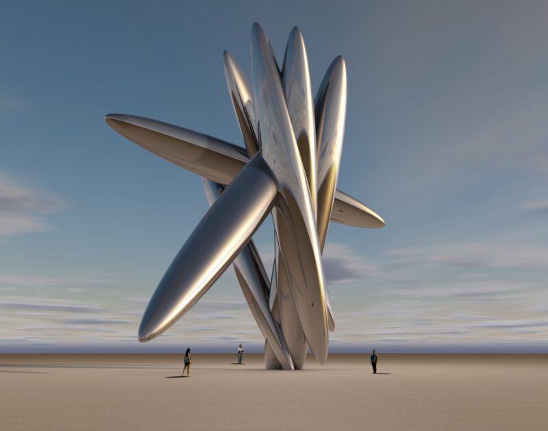 famous digitally reimagining stainless steel sculpture