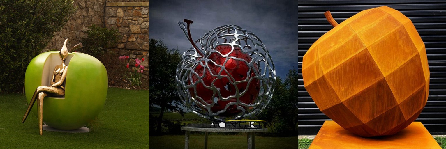 metal unique apple sculptures