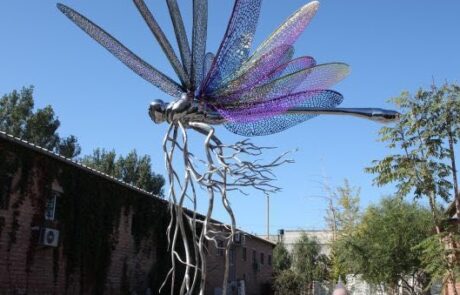 stainless steel abstract dragonfly sculpture