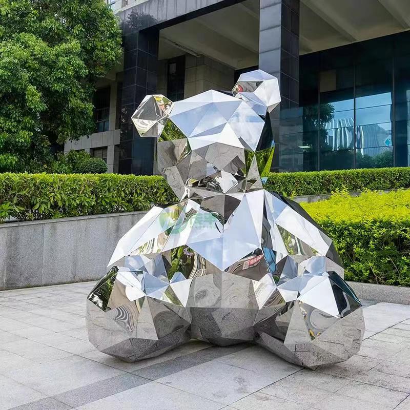 Stainless steel geometric bear sculpture for sale (1)