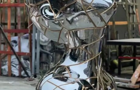 stainless steel bust sculpture