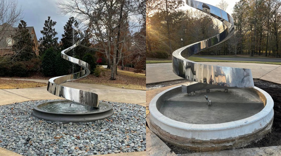 stainless steel falling water sculpture 2