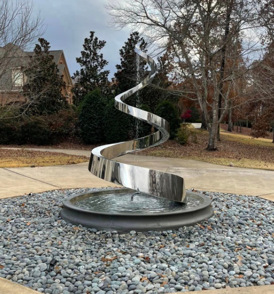 stainless steel falling water sculpture 3