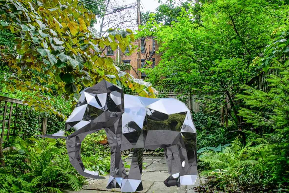 Backyard polygon stainless steel elephant sculpture
