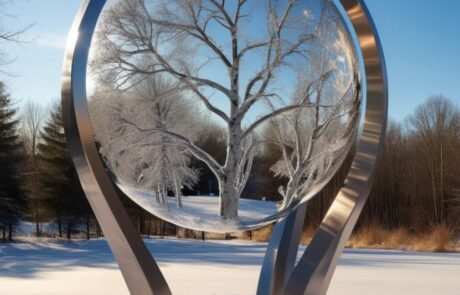 mirrored stainless steel sphere decor