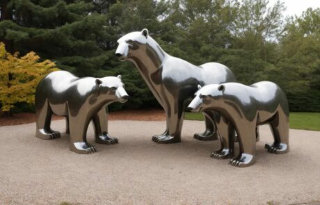 stainless steel polar bear statue