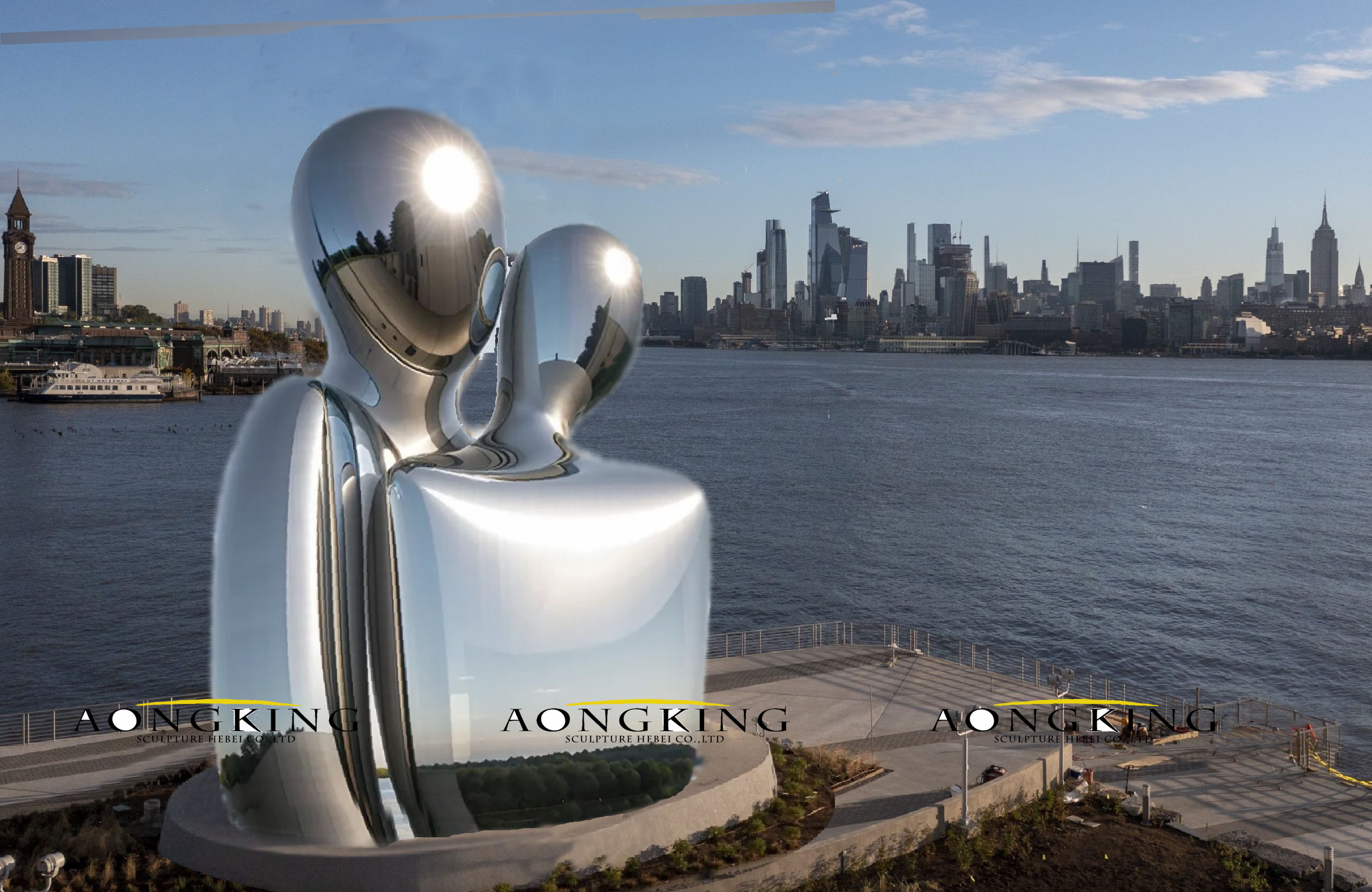 Publick sculpture, stainless steel sculpture - - love in the wild