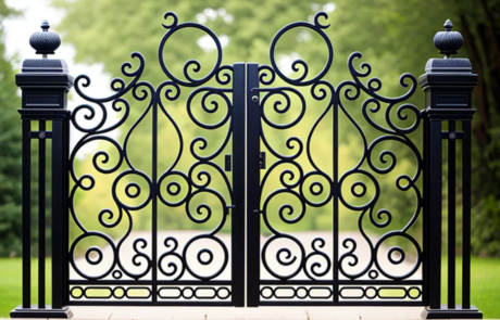 black wrought security decorative rod iron gate for driveway 