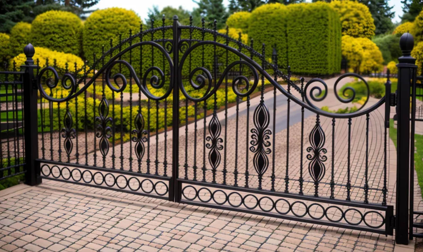 decorative wrought forged rawd iron metal gates