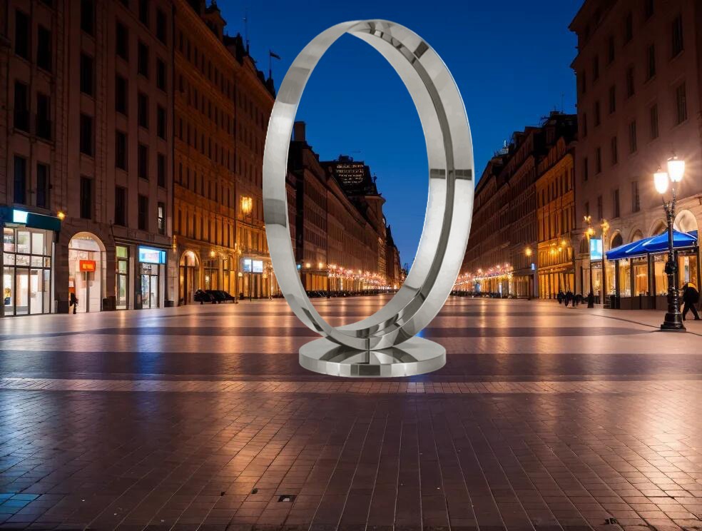 ellipse metal sculpture for square