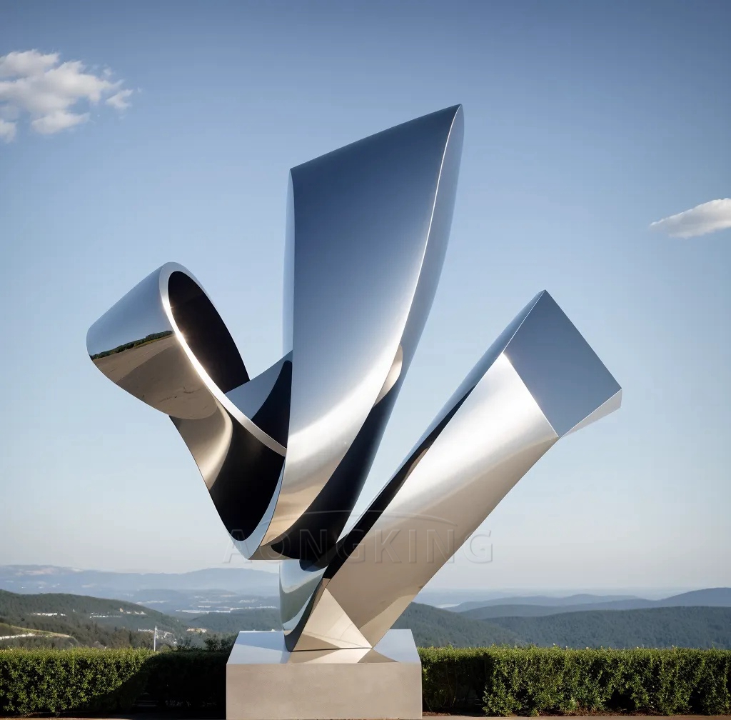 stainless steel abstract campus master plan artwork