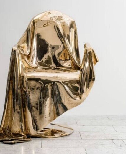 stainless steel golden plated chair sculpture