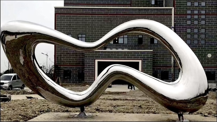 stainless steel minimalism sculpture Outdoor installation