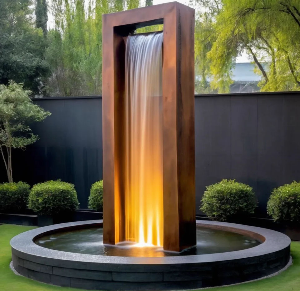 2019 Best Selling Outdoor Elaborate Waterfall Garden Corten Steel Sculpture