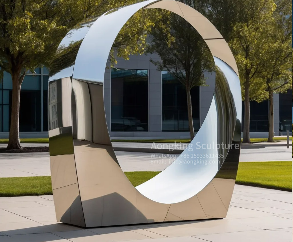 Aongking Stainless steel 'Carp portal' minimal art sculpture