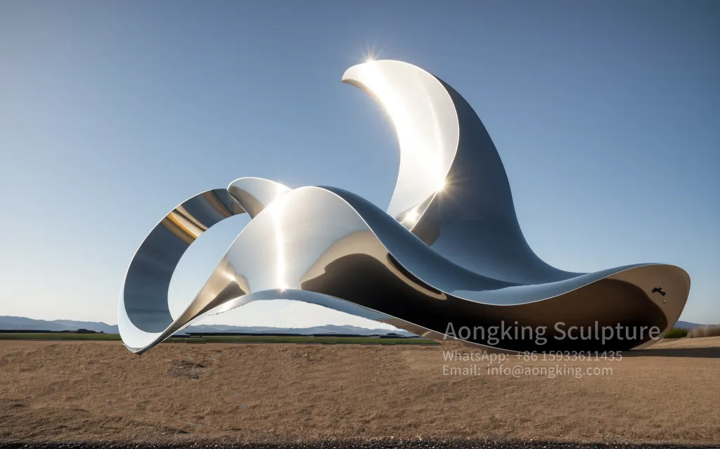 Aongking Stainless steel 'Magic hat' minimal art sculpture