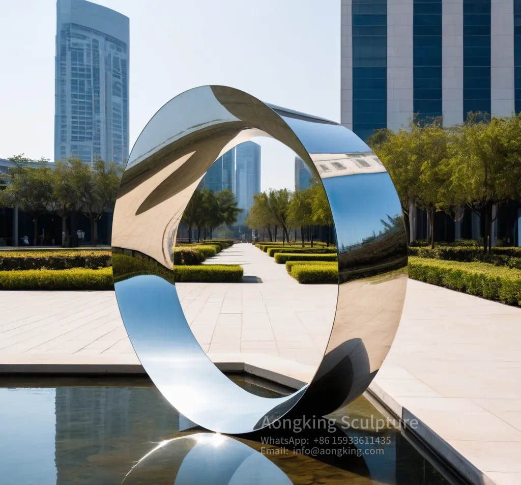 Aongking Stainless steel 'loop' minimal art sculpture