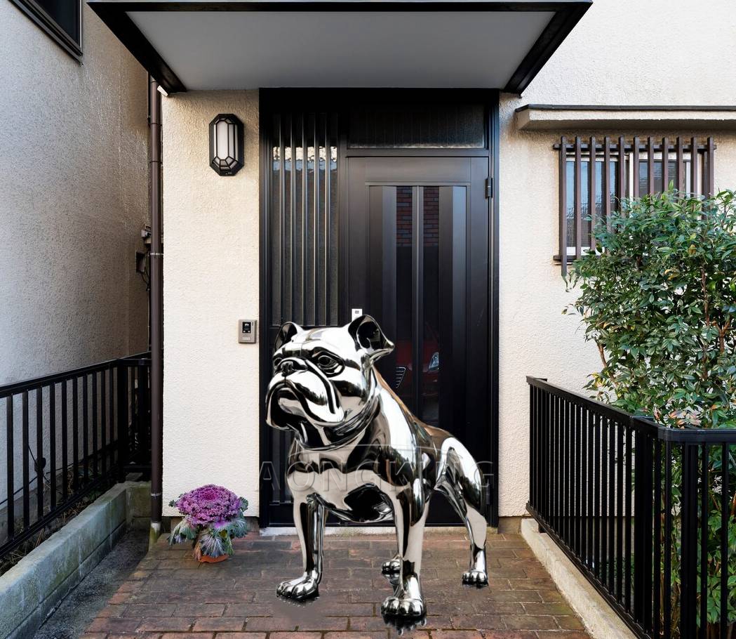 'Frenchie' frog dog sculpture for villa