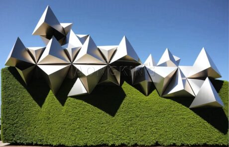 origami equilateral triangles sculpture "Green Horizon"
