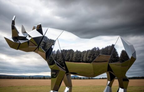 rhino low polygon art sculpture