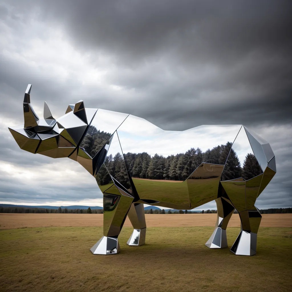 rhino low polygon art sculpture