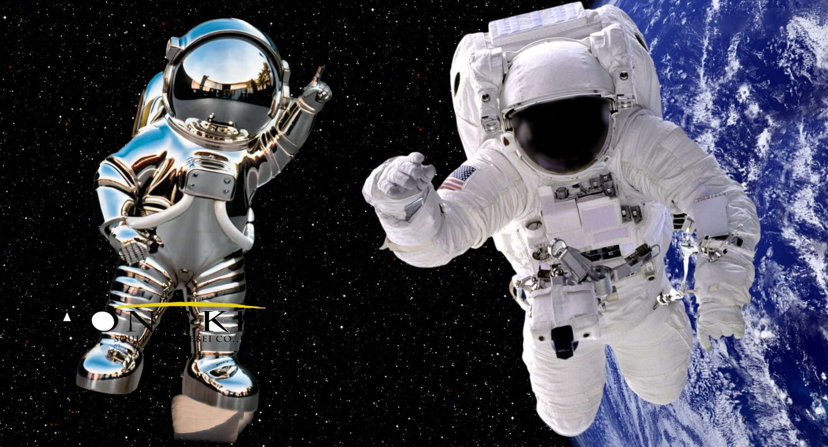 Intergalactic explorer stainless steel stainless steel astronaut statue