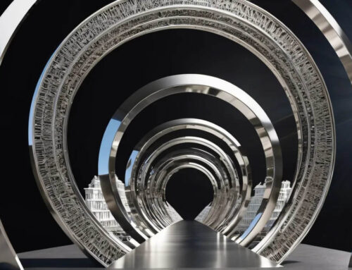 Example of visual arts from stainless steel metal materials created three-dimensional modern artwork sculptures