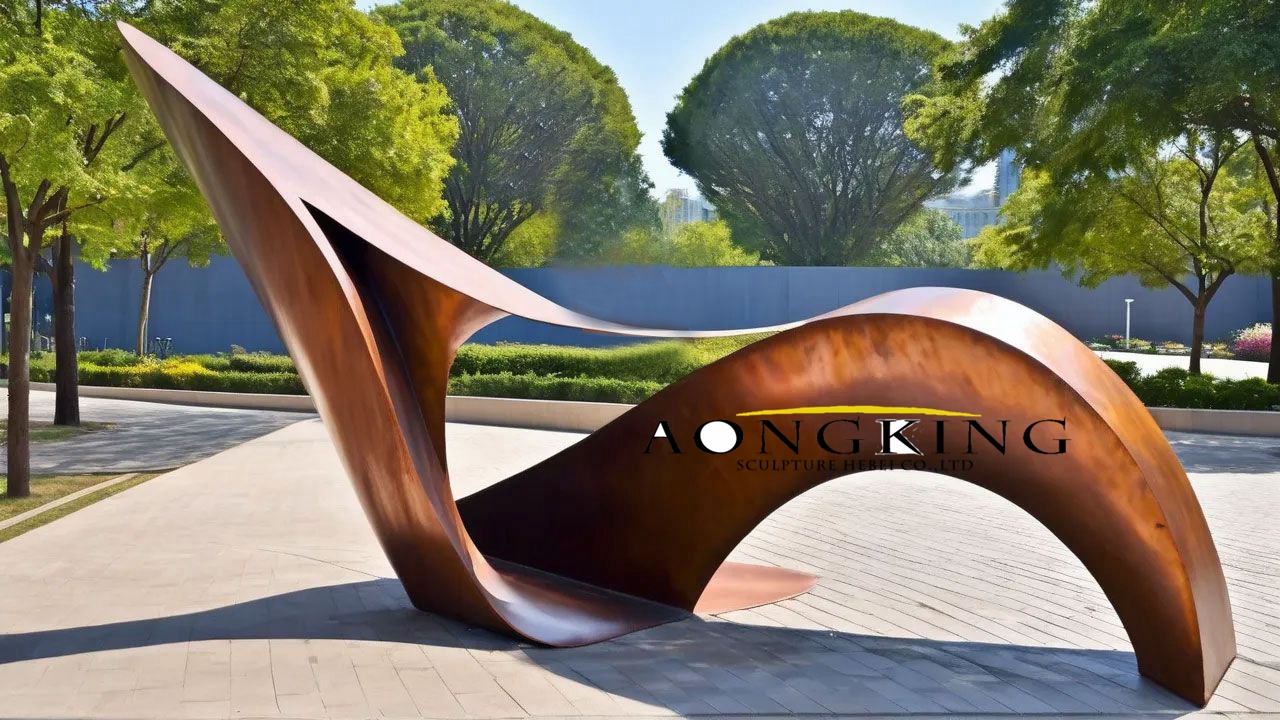 corten steel 'Slideway' sculpture