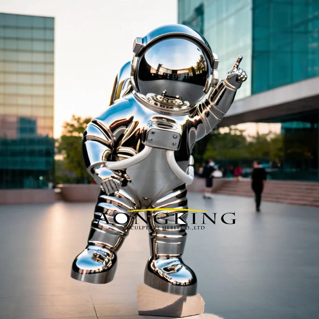 stainless steel astronaut statue