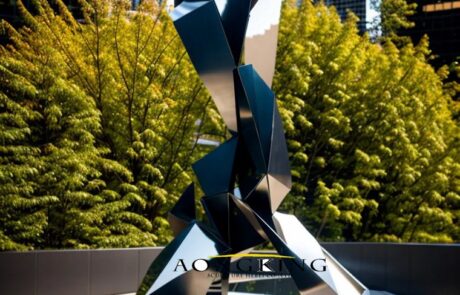 stainless steel walking 'Prism' sculpture