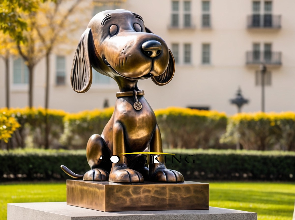 Comic bronze Beagle snoopy sculpture