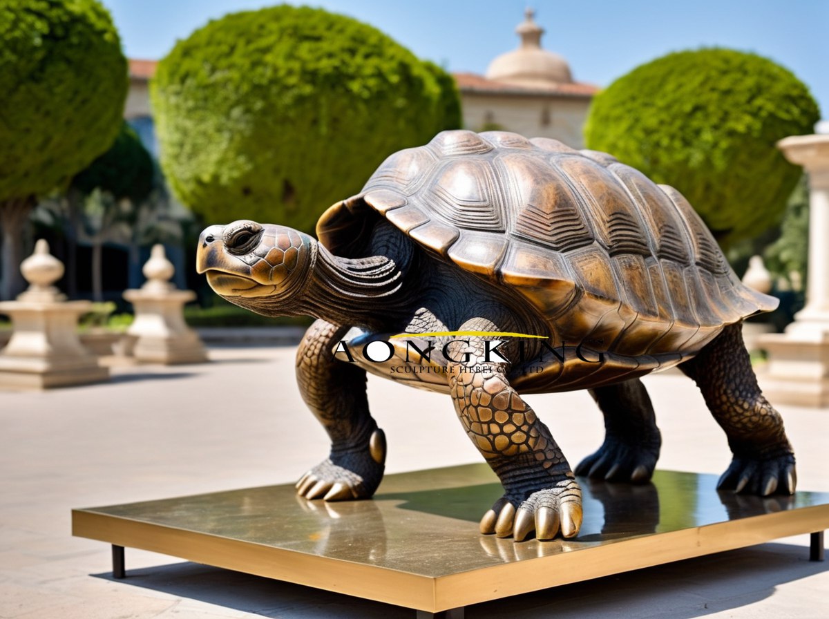 Galapagos tortoise bronze with base