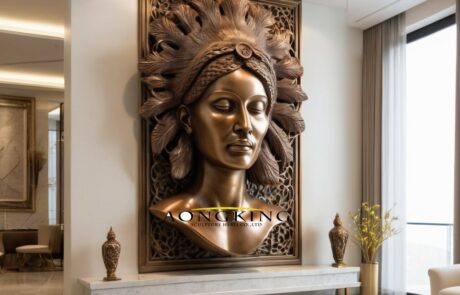 bronze Apache woman head for TV wall