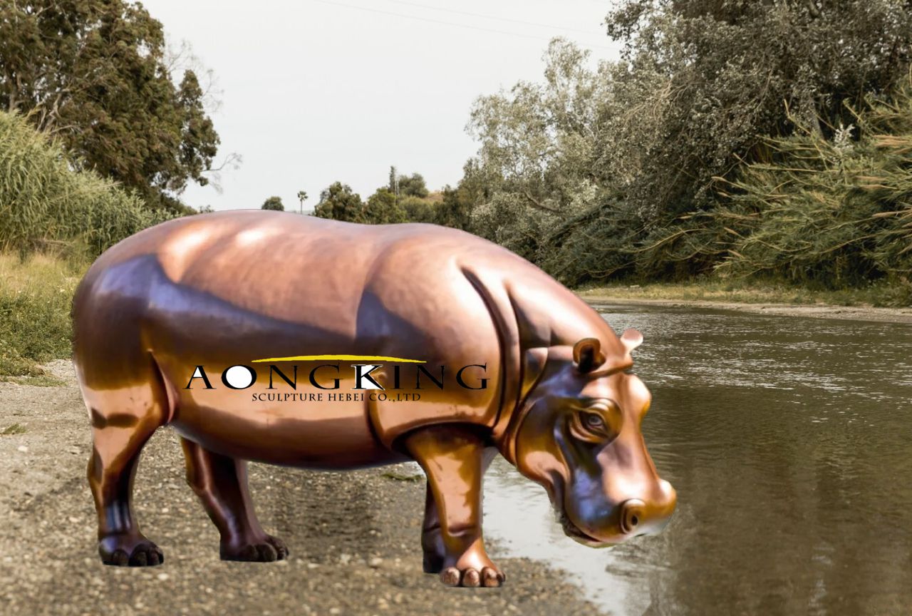bronze Hippopotamus statue for river