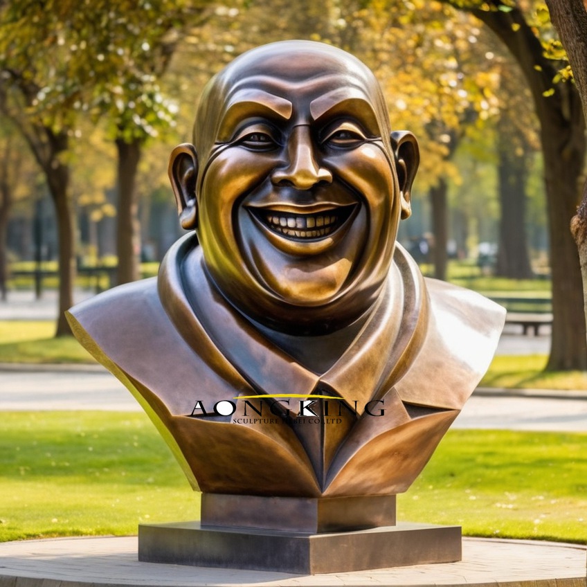 bronze Laughing bald men bust