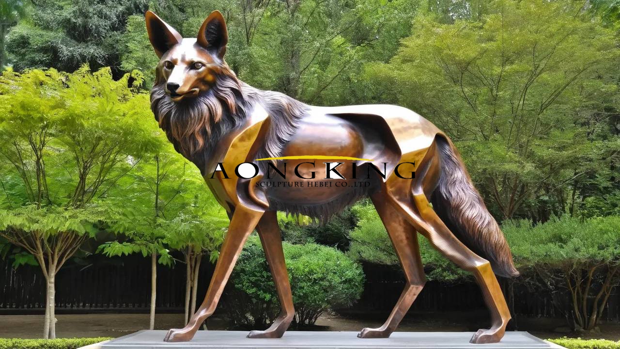 bronze Maned Wolf statue