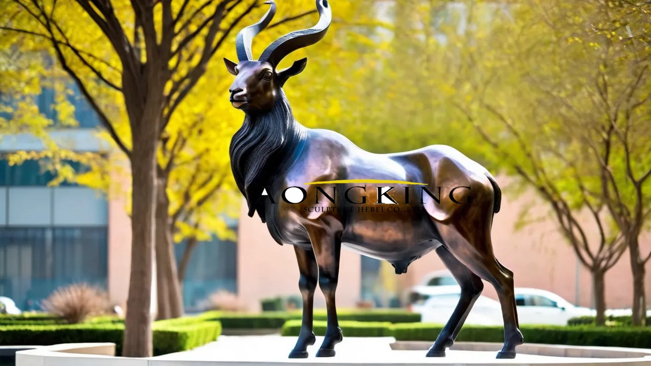 bronze Markhor goat statue