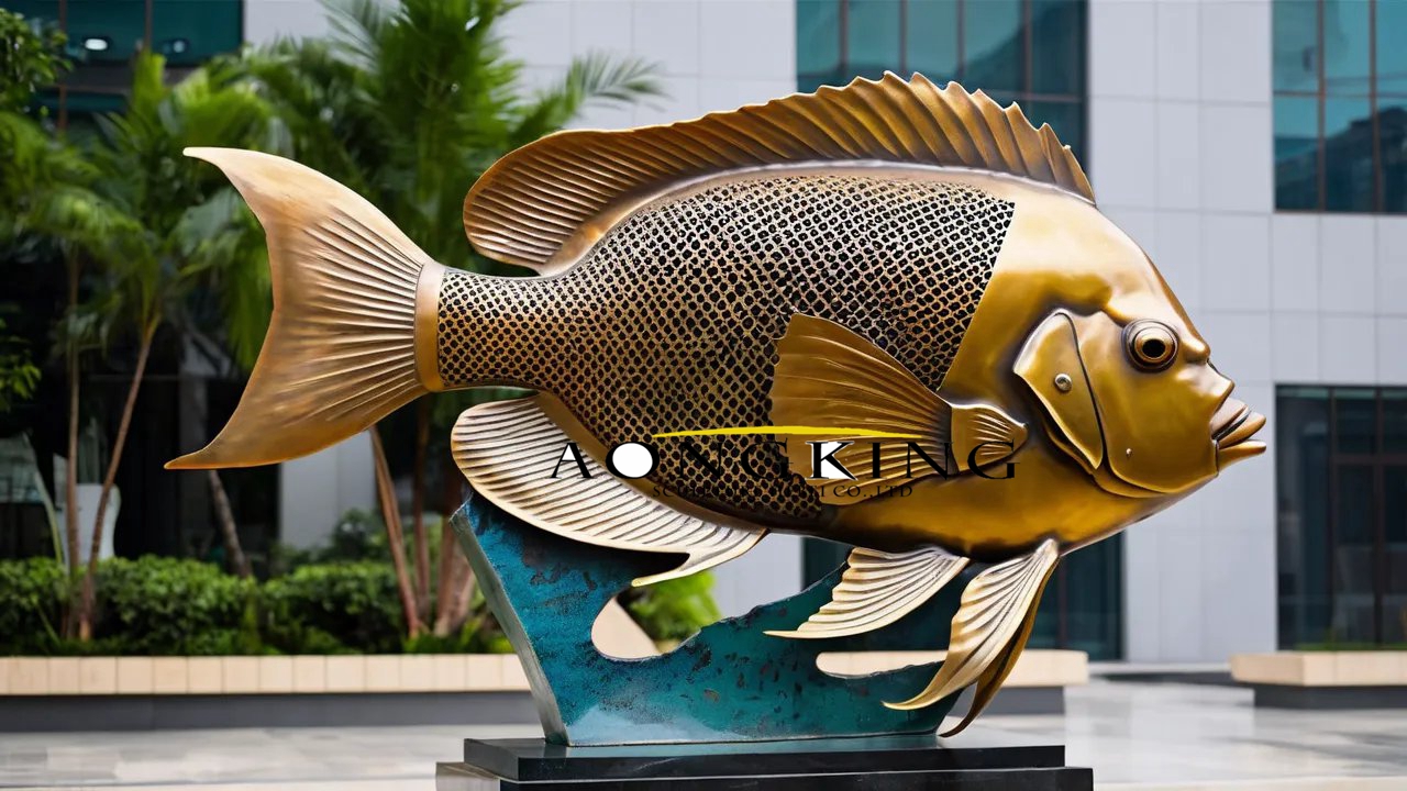 bronze Masked Angelfish statue