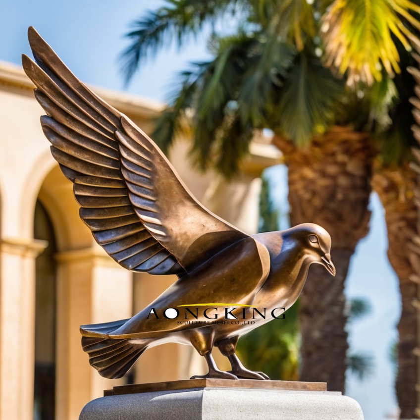 bronze Resting dove sculpture