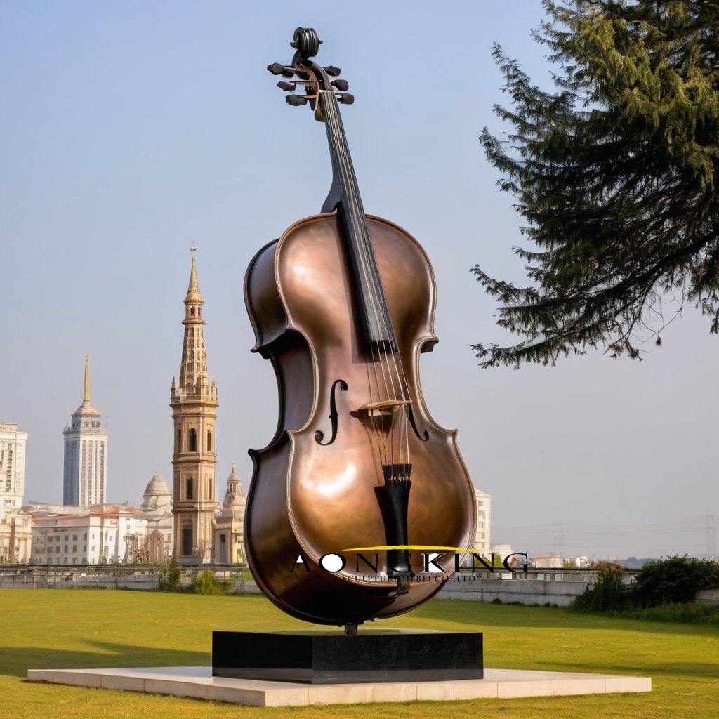 bronze Sonata solo cello sculpture for park
